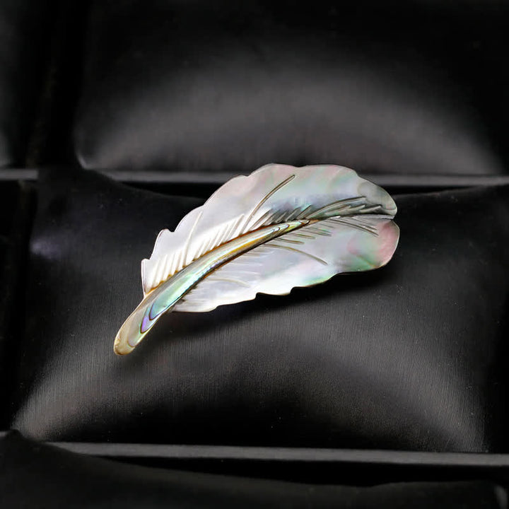 Unisex-Brosche in Federform aus natürlicher Abalone-Muschel