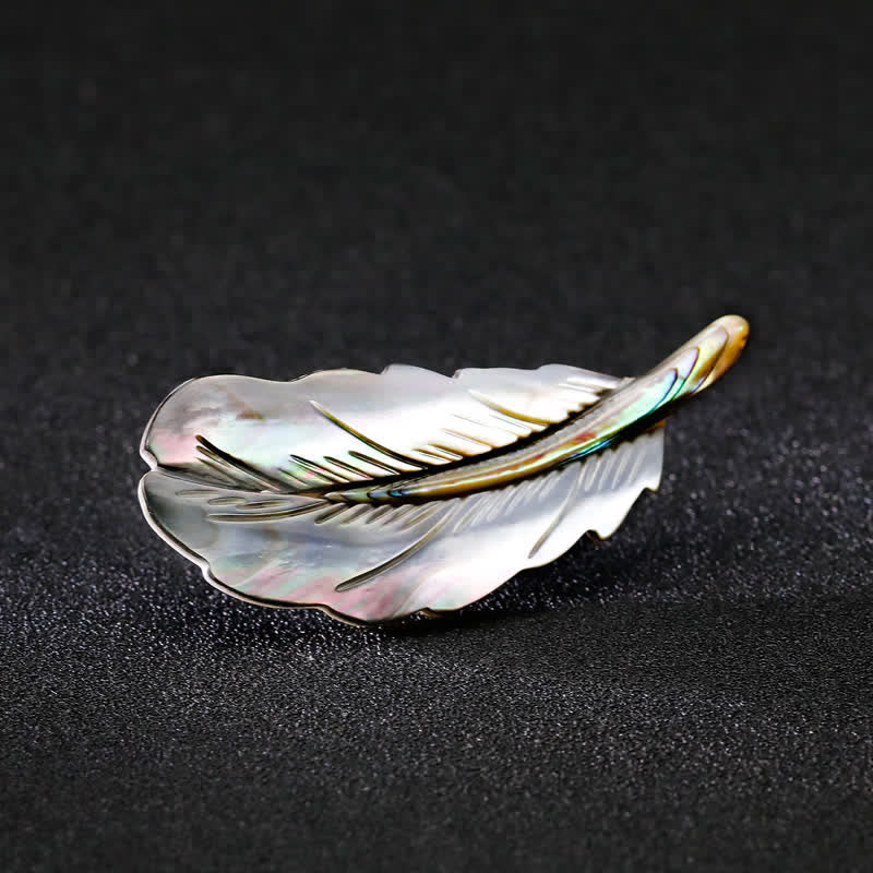 Unisex-Brosche in Federform aus natürlicher Abalone-Muschel