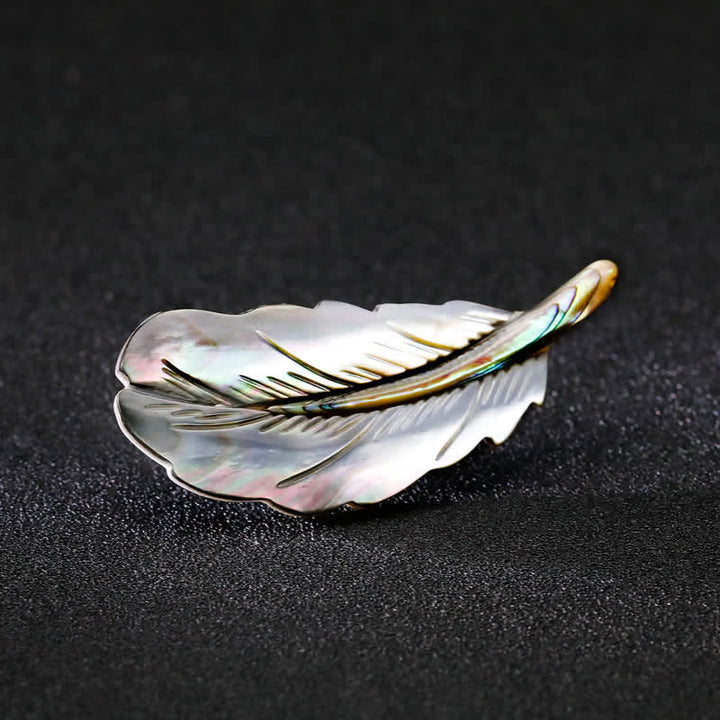 Unisex-Brosche in Federform aus natürlicher Abalone-Muschel