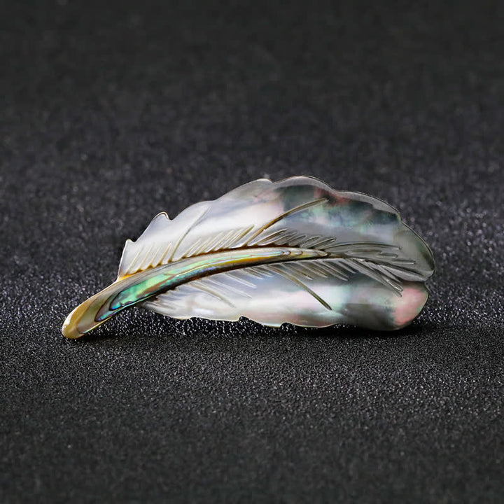 Unisex-Brosche in Federform aus natürlicher Abalone-Muschel