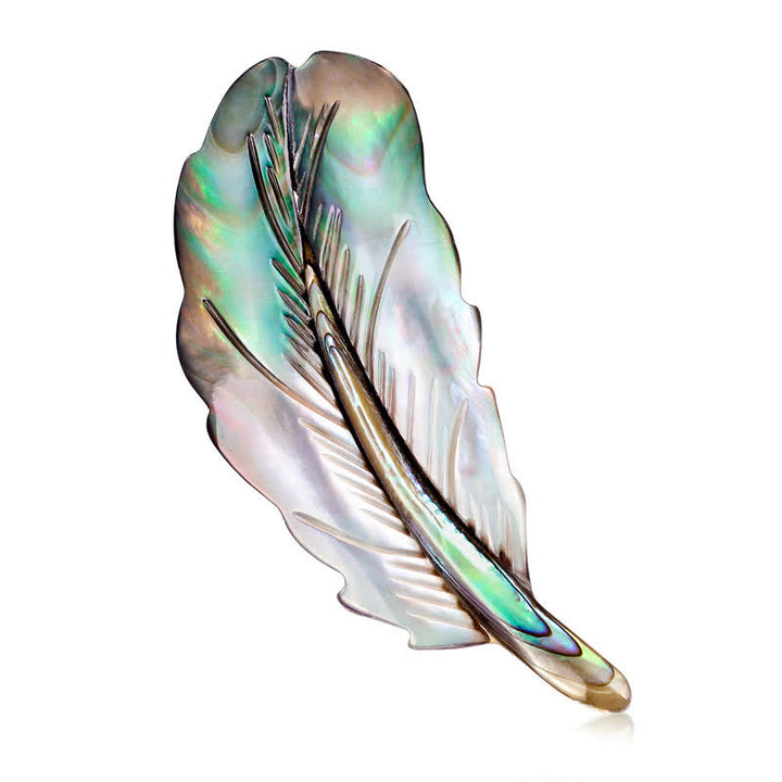 Unisex-Brosche in Federform aus natürlicher Abalone-Muschel