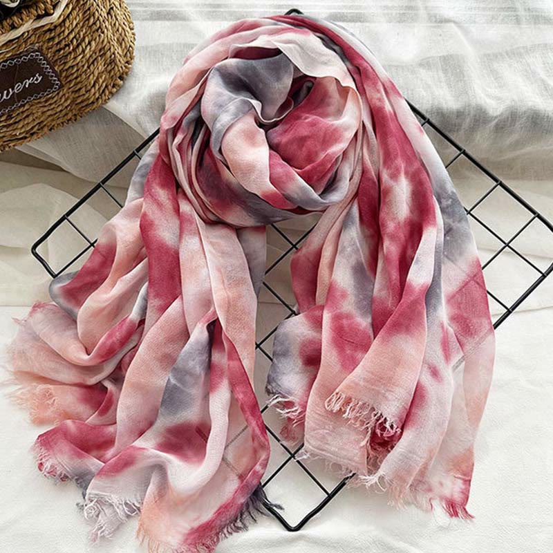 Leichter Schal mit Batik-Kunstdruck für Damen, dünn