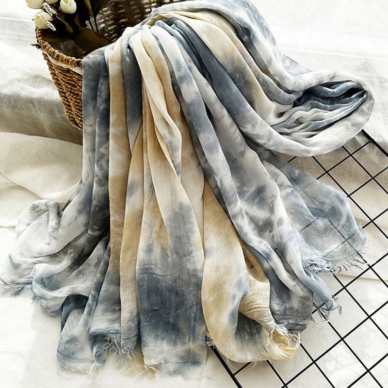 Leichter Schal mit Batik-Kunstdruck für Damen, dünn