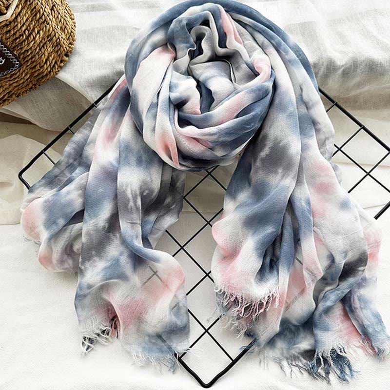 Leichter Schal mit Batik-Kunstdruck für Damen, dünn