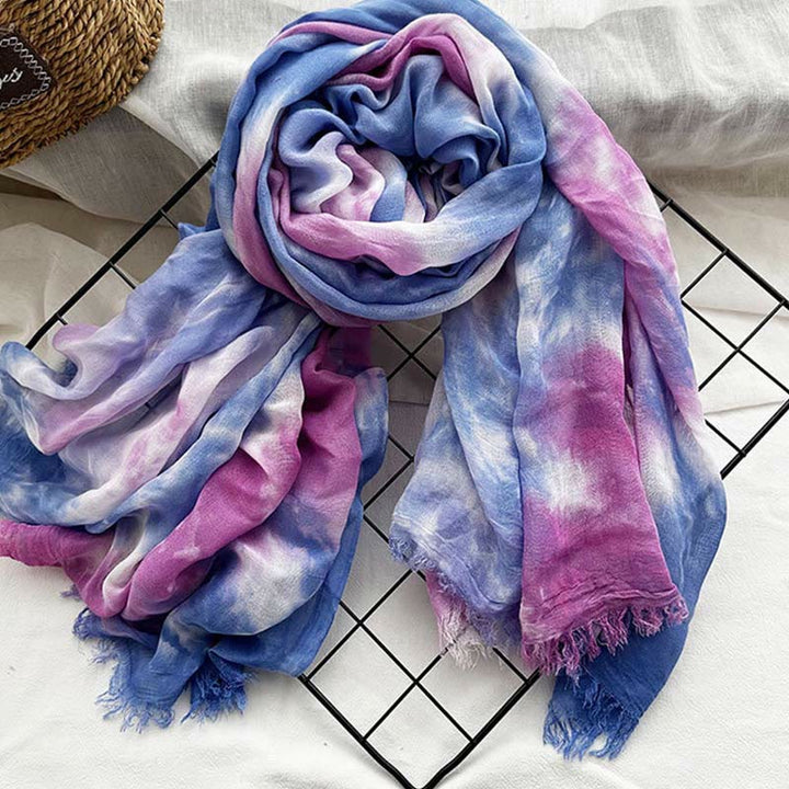 Leichter Schal mit Batik-Kunstdruck für Damen, dünn