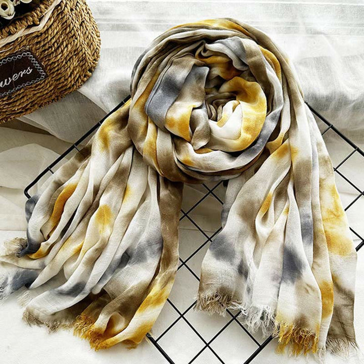 Leichter Schal mit Batik-Kunstdruck für Damen, dünn