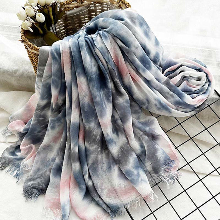 Leichter Schal mit Batik-Kunstdruck für Damen, dünn