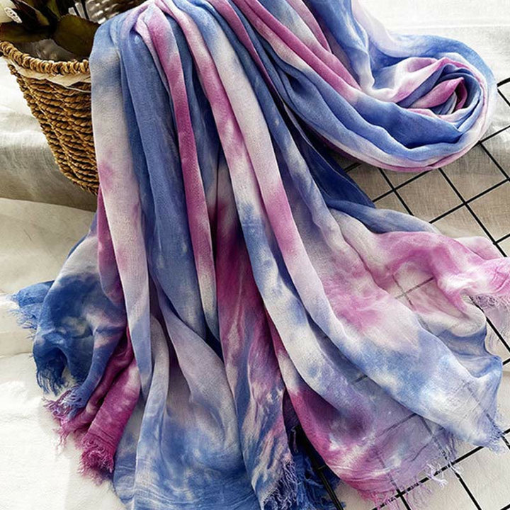 Leichter Schal mit Batik-Kunstdruck für Damen, dünn