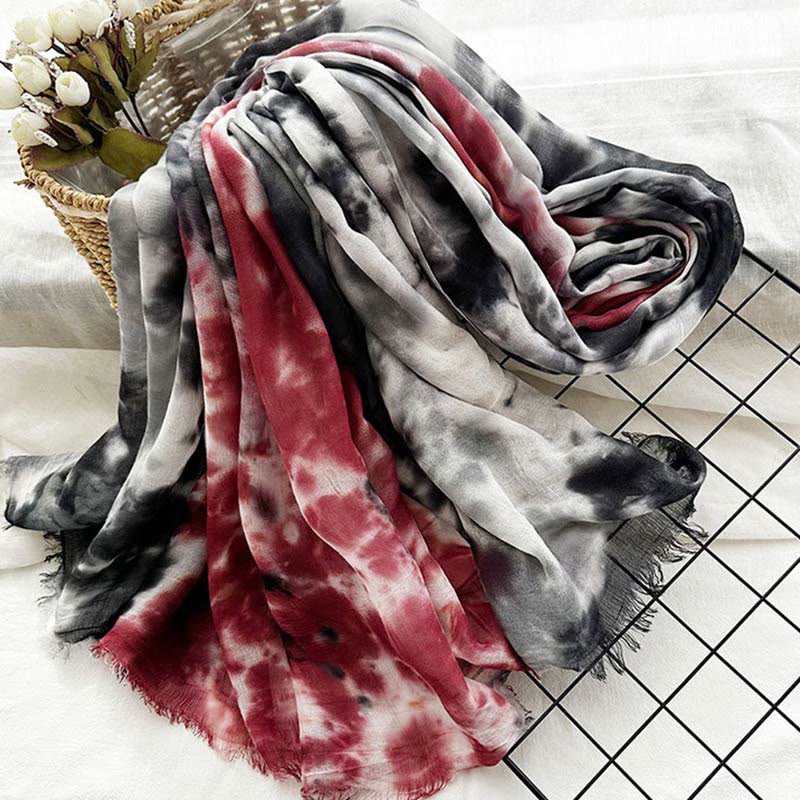 Leichter Schal mit Batik-Kunstdruck für Damen, dünn