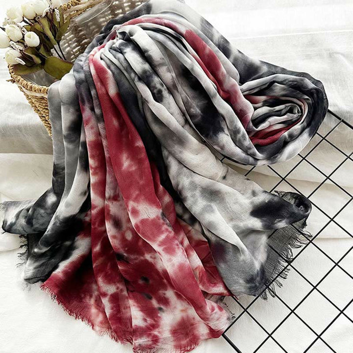Leichter Schal mit Batik-Kunstdruck für Damen, dünn