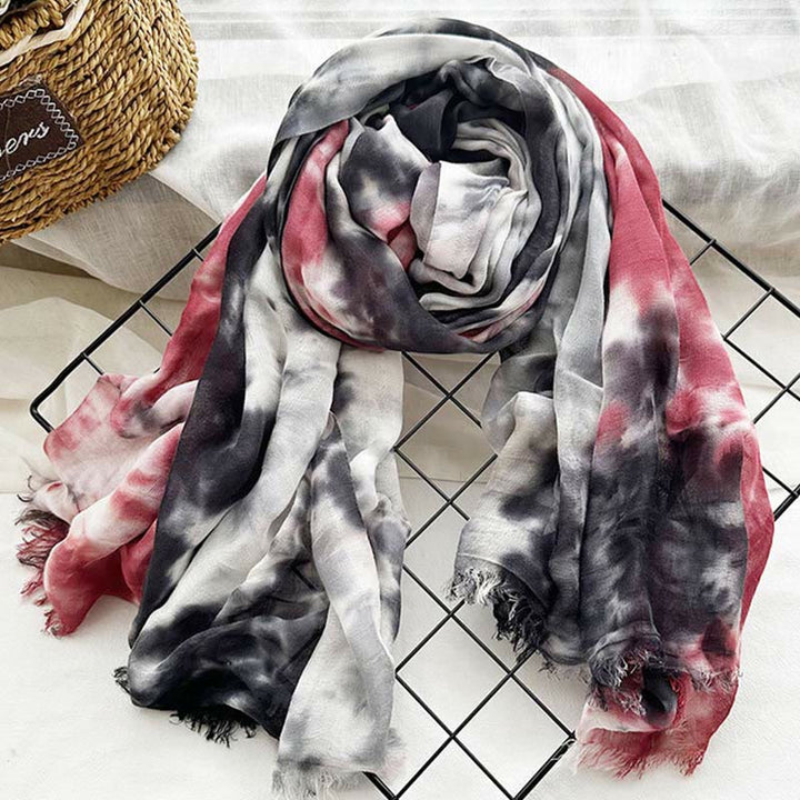 Leichter Schal mit Batik-Kunstdruck für Damen, dünn