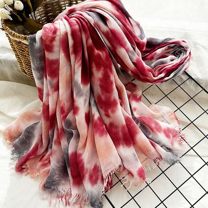 Leichter Schal mit Batik-Kunstdruck für Damen, dünn