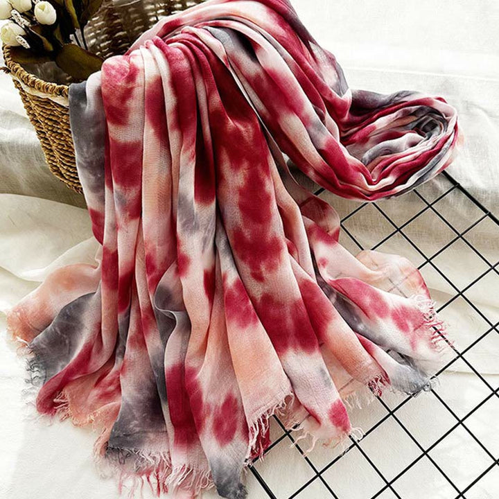 Leichter Schal mit Batik-Kunstdruck für Damen, dünn
