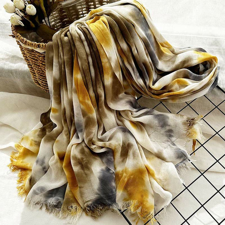 Leichter Schal mit Batik-Kunstdruck für Damen, dünn