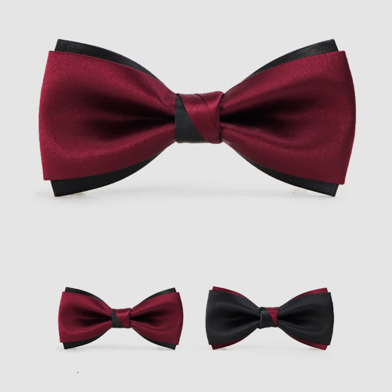 Elegante schwarze und rote doppellagige Fliege für Herren