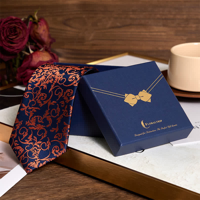 3er-Set Herren-Krawatten Orange Vine &amp; Navy 