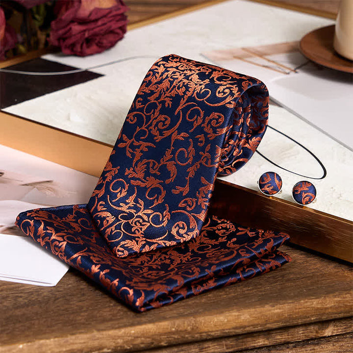 3er-Set Herren-Krawatten Orange Vine &amp; Navy 