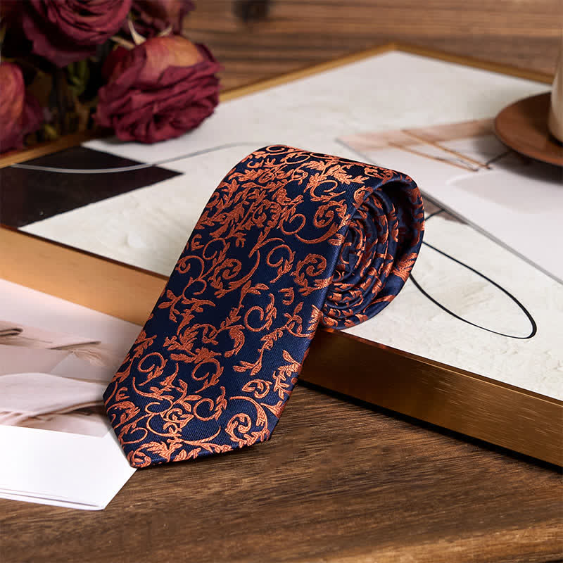 3er-Set Herren-Krawatten Orange Vine &amp; Navy 