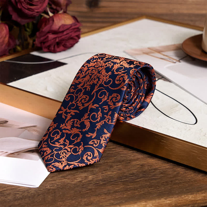 3er-Set Herren-Krawatten Orange Vine &amp; Navy 