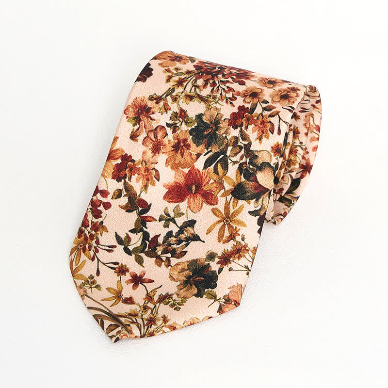 Lässige Krawatte mit Blumenmuster in Orange und Elfenbein für Herren - image 1