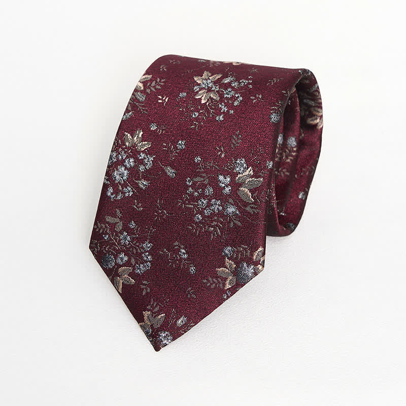 Vintage Dunkelrot & Blau Blumenkrawatte für Herren - image 2