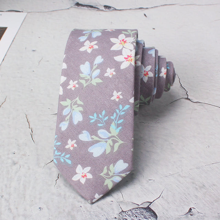 Hellblaue Polyester-Krawatte mit Blumenmuster für Herren