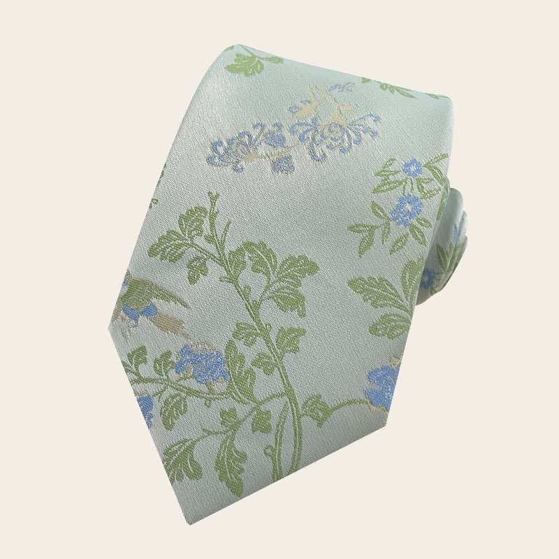 Herren-Krawatte aus Polyester im Urlaubsstil mit Blumenmuster - Hellgrün - image 2