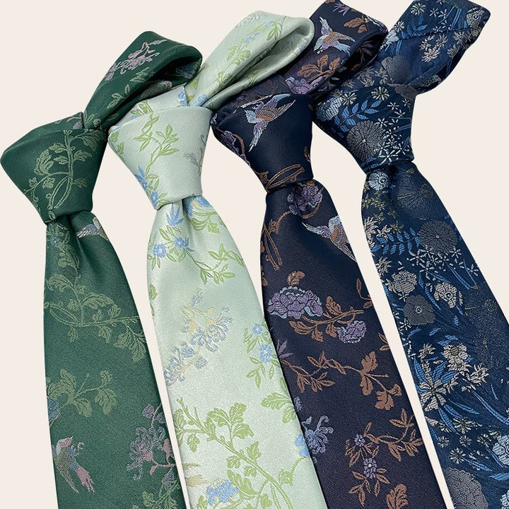 Herren-Krawatte aus Polyester im Urlaubsstil mit Blumenmuster - image 0
