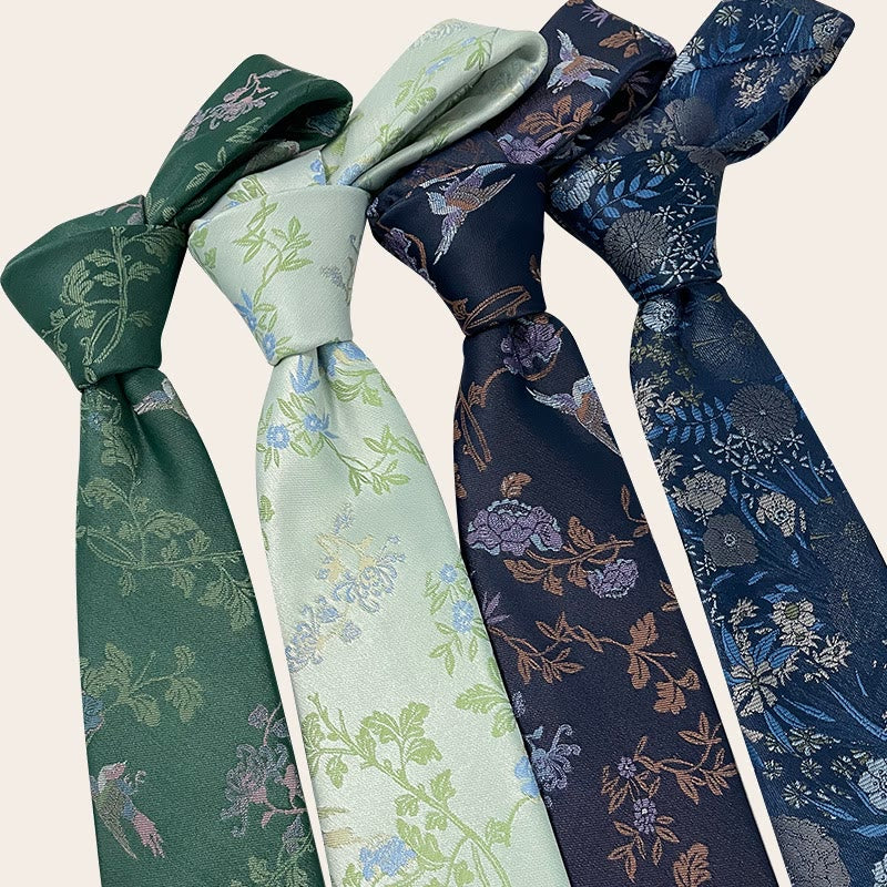 Herren-Krawatte aus Polyester im Urlaubsstil mit Blumenmuster - image 1