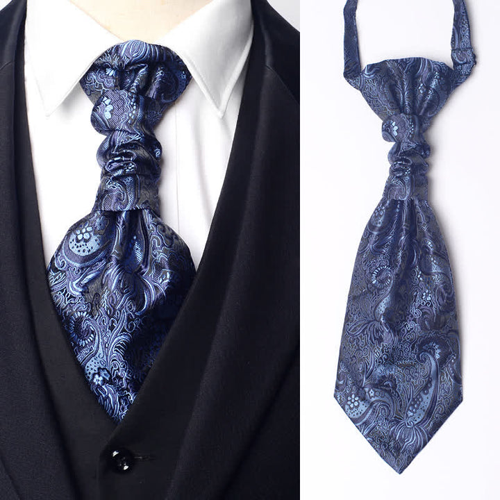 Vorgebundene Ascot-Krawatte mit Paisleymuster und Faltenknoten für Herren