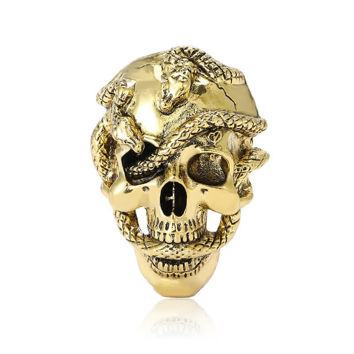 Piraten-Brosche im Gothic-Stil mit Totenkopf und umgebender Schlange