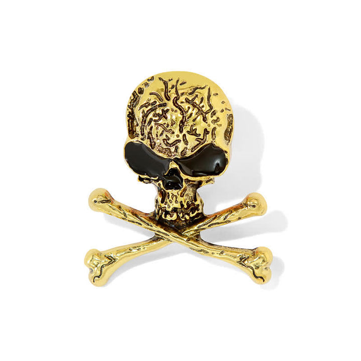 Dekorative Punk-Totenkopf-Piratenbrosche mit gekreuzten Knochen