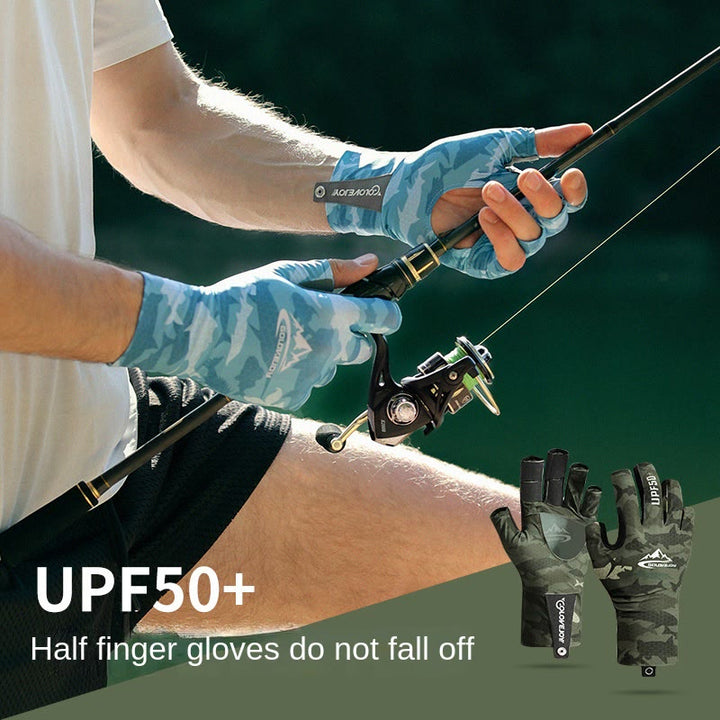 Halbfingerhandschuhe aus Eisseidengewebe zum Angeln im Freien mit UV-Schutz