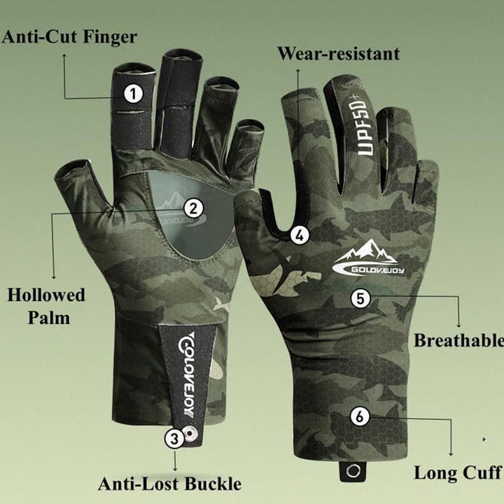 Halbfingerhandschuhe aus Eisseidengewebe zum Angeln im Freien mit UV-Schutz