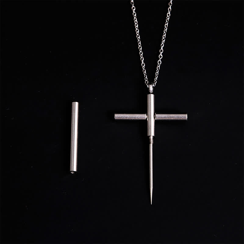 Edc Zahnstocher Tragbares Gadget Kreuz Anhänger Halskette