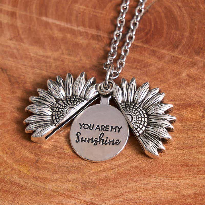 Gold & Silber DIY Sonnenblumen Thema verstecktes Messer Gürtelschnalle Halskette Bundle Set