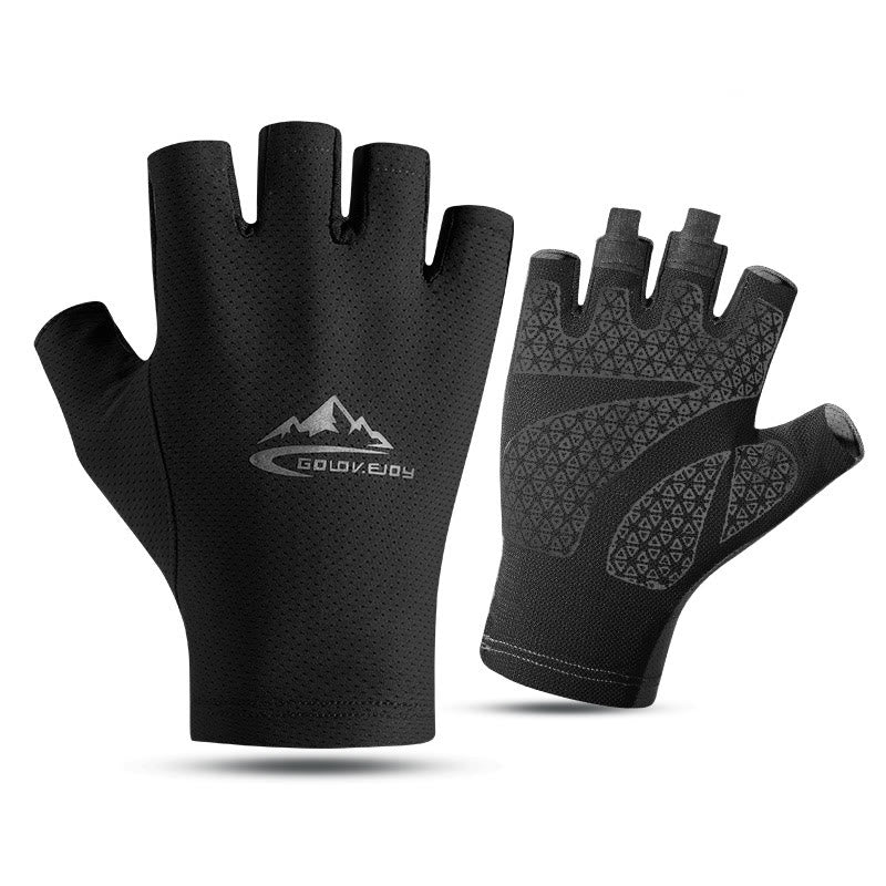 Atmungsaktive Halbfingerhandschuhe aus Eisseide für den Außenbereich, Sonnenschutz