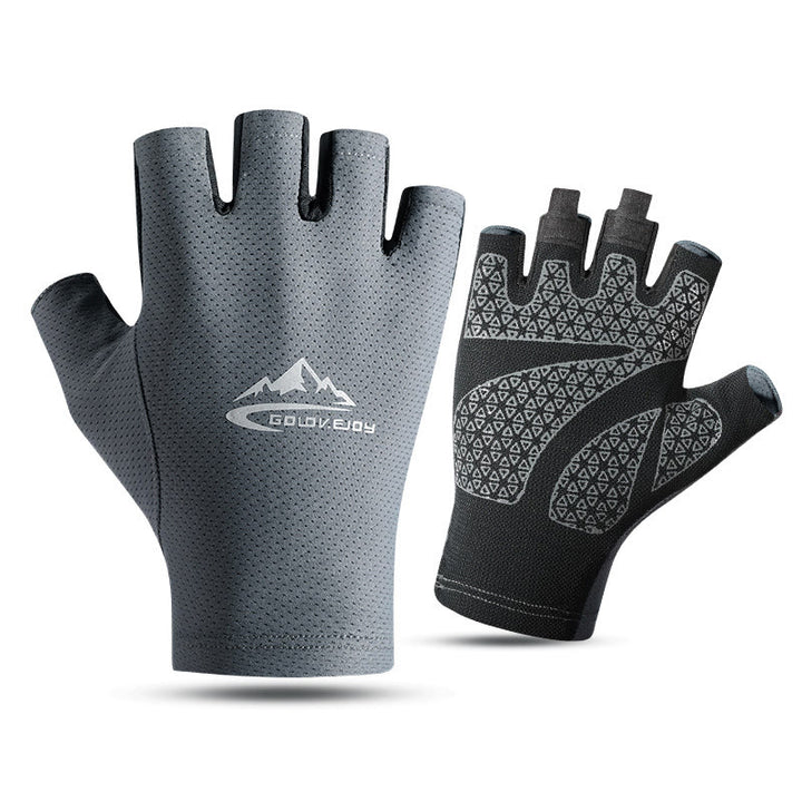 Atmungsaktive Halbfingerhandschuhe aus Eisseide für den Außenbereich, Sonnenschutz