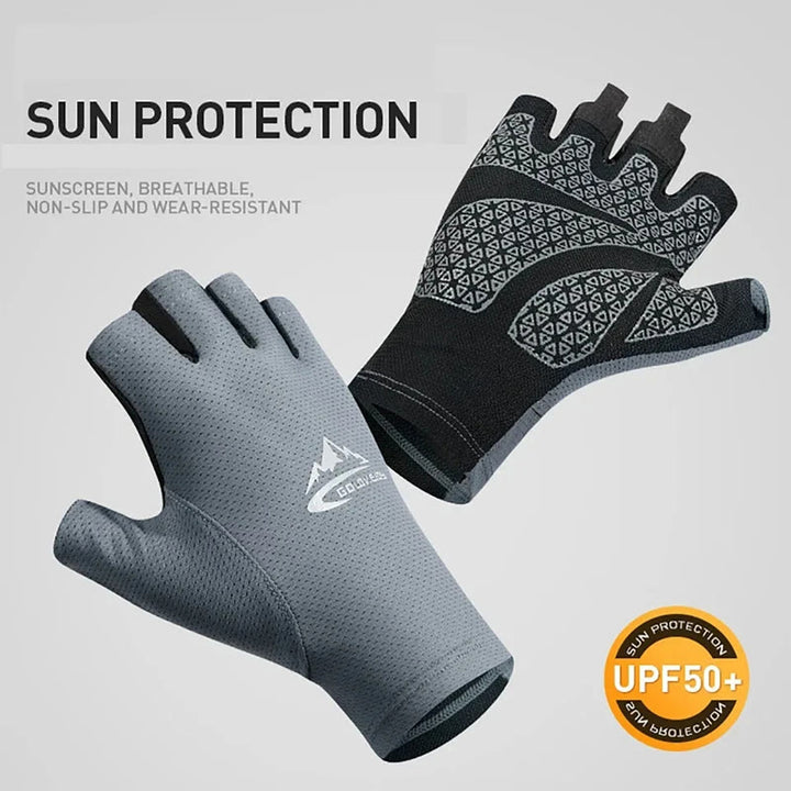 Atmungsaktive Halbfingerhandschuhe aus Eisseide für den Außenbereich, Sonnenschutz