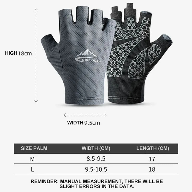 Atmungsaktive Halbfingerhandschuhe aus Eisseide für den Außenbereich, Sonnenschutz