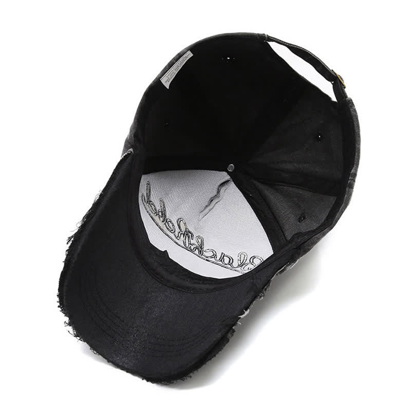 Baseballkappe mit aufgesticktem Longhorn-Bullenkopf und gewaschener Schrift