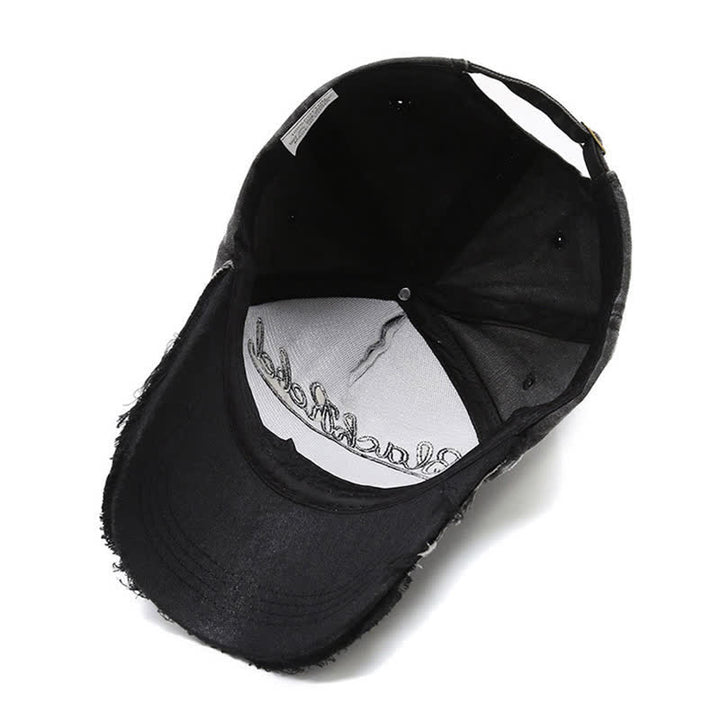 Baseballkappe mit aufgesticktem Longhorn-Bullenkopf und gewaschener Schrift