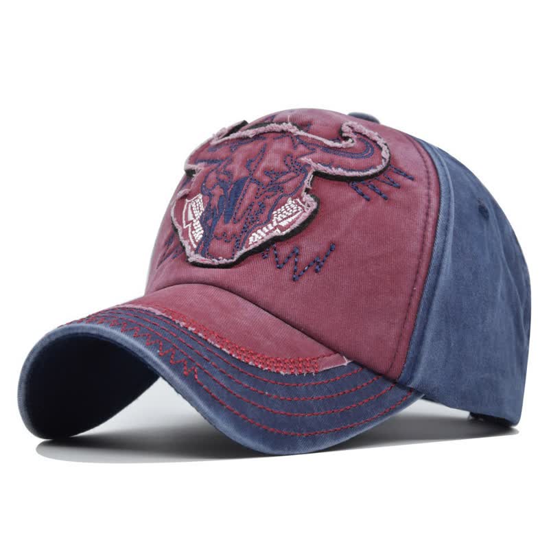 Vintage Street Style bestickte Bull Washed Baseballkappe