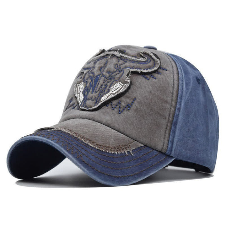 Vintage Street Style bestickte Bull Washed Baseballkappe