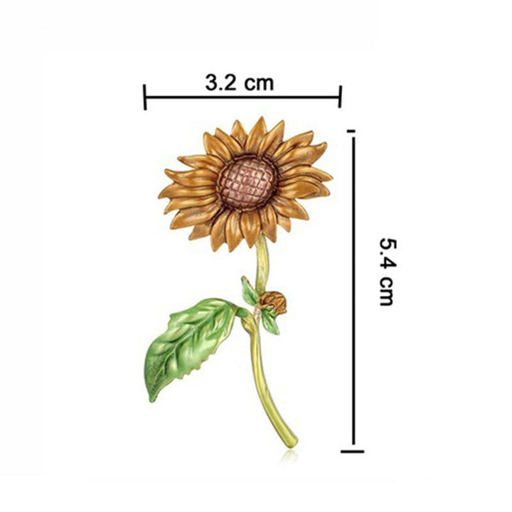 Emaille-Brosche mit Sonnenblumenmotiv für Damen