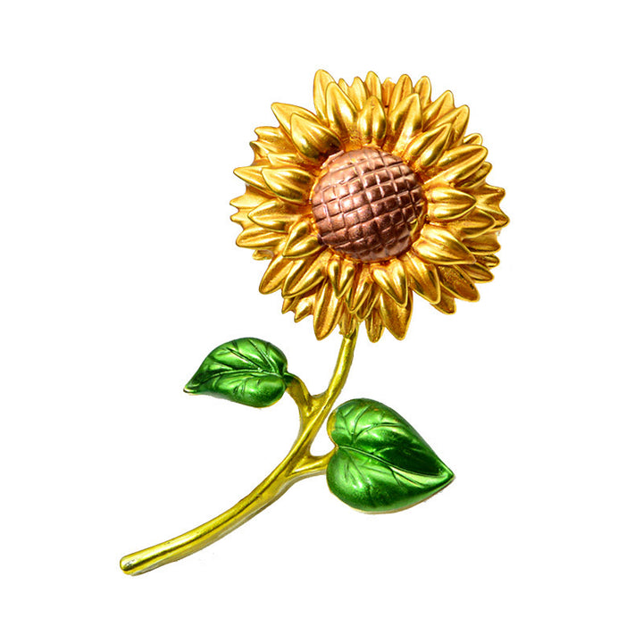 Emaille-Brosche mit Sonnenblumenmotiv für Damen