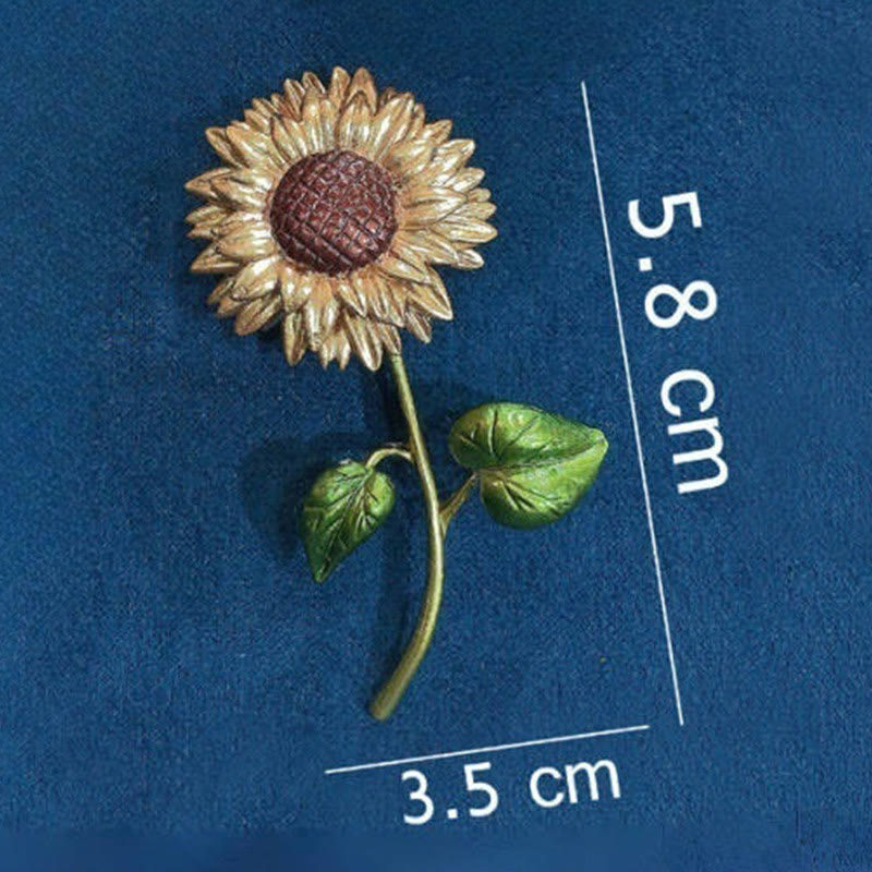 Emaille-Brosche mit Sonnenblumenmotiv für Damen