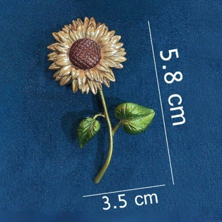 Emaille-Brosche mit Sonnenblumenmotiv für Damen