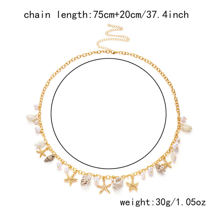 Damen Bohemian Sommer Seestern Muschel Muschel Kunstperlen Taillenkette