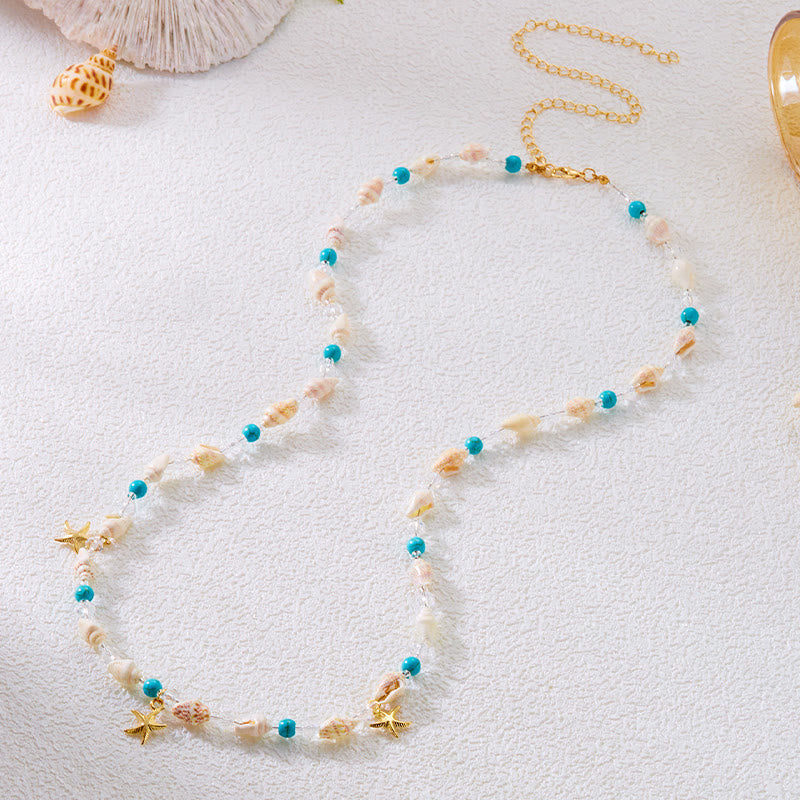 Damen Bohemian Beach Seestern Muschel Taillenkette
